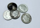 ROOSEVELT SILVER DIMES LOT OF 5 90% SILVER CIRCULATED COINS FREE SHIPPING #9279