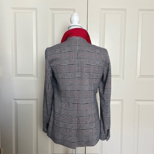 Talbots Navy Red Gray Glen Plaid Blazer Jacket Size 4 Classic Preppy Equestrian - Picture 3 of 7