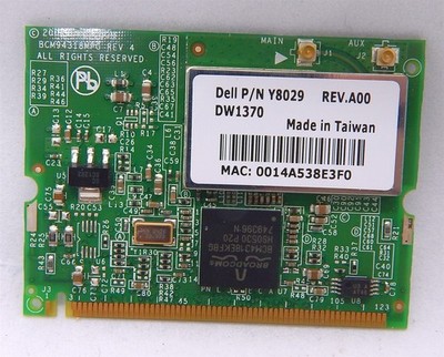 Mini PCI Wifi Card Broadcom BCM94318MPG | Dell Y8029 Rev.A00 DW1370 802.11B-G
