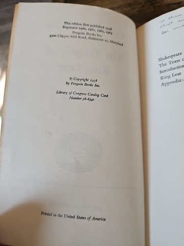 VINTAGE King Lear Shakespeare The Pelican Shakespeare 1958 Edition Penguin Books - Picture 6 of 9