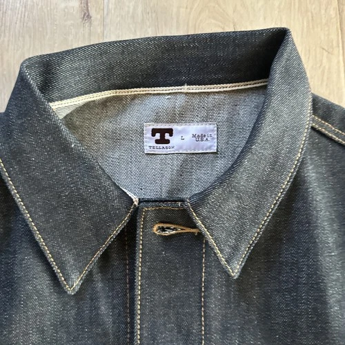 TELLASON SELVEDGE DENIM 32 OZ. “COVERALL” JACKET / NEW W/TAGS SZ. LG. USA MADE image 4