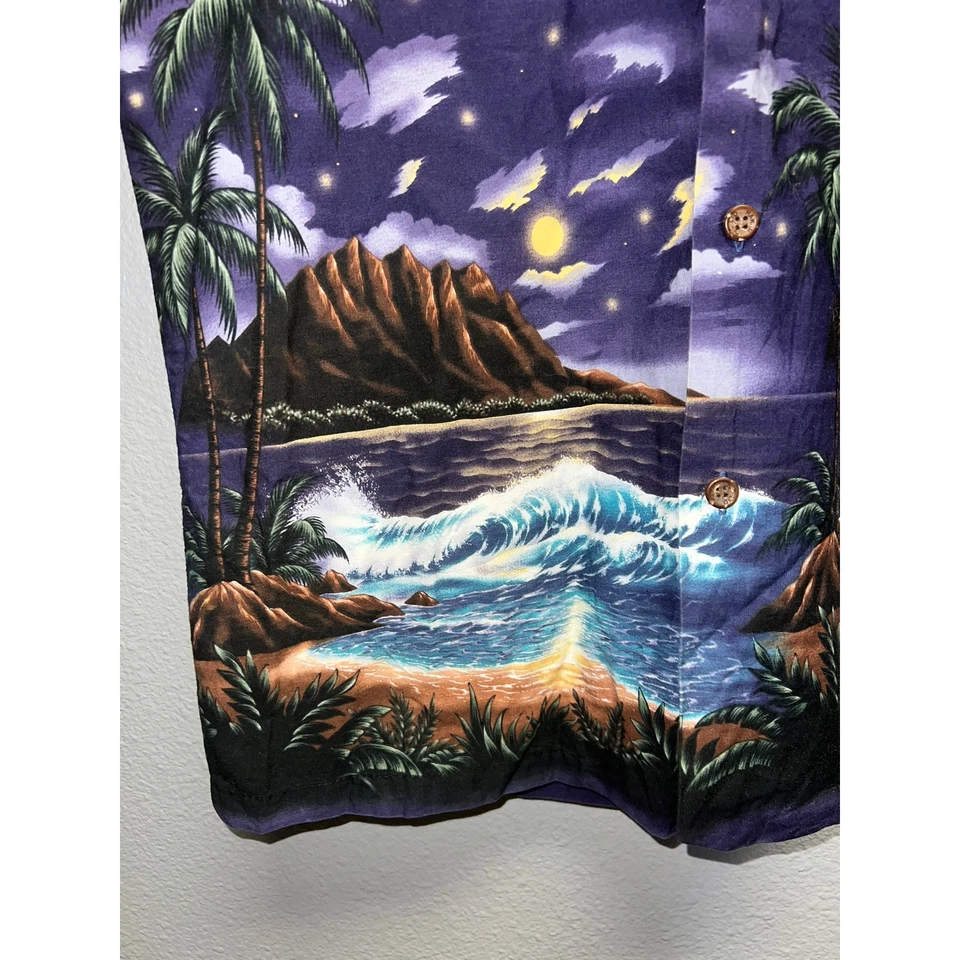 Camisa hawaiana vintage RJC abotonada hecha en Hawai púrpura Beach Cove mediana Foto 2 de 4