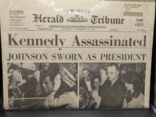 Sealed Reprint - New York Herald Tribune - Kennedy Assassinated, 11/23/63 Sealed Reprint - New York Herald Tribune - Kennedy Assassinated, 11/23/63