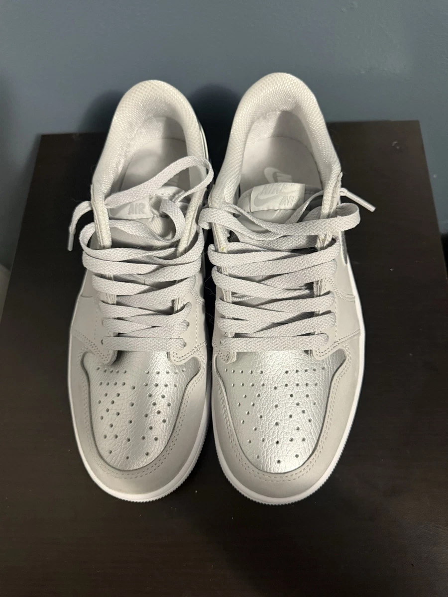 Jordan 1 Retro Low Metallic Silver White | eBay