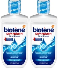 2 Biotene Oral Rinse Mouthwash for Dry Mouth, Alcohol-Free, Fresh Mint, 8 oz
