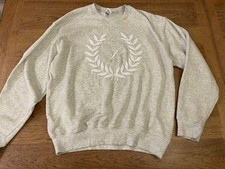 PINK Victoria  s Secret Heather Gray Logo SMALL Long Sleeve Crew Sweatshirt