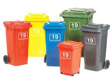 4 or 2 VINYL STICKERS WHEELIE BIN NUMBERS CUSTOM HOUSE AND ROAD/STREET NAME