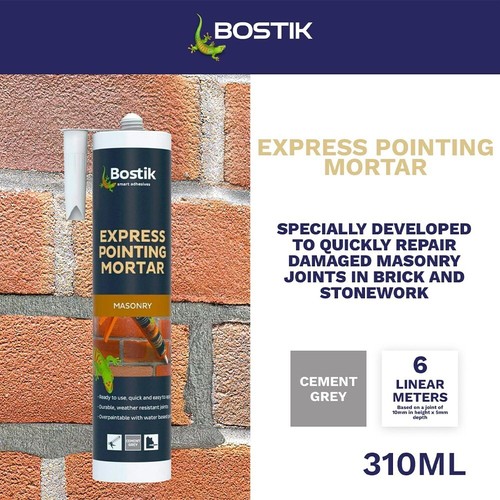 6x Bostik Express Cement Pointing Mortar Durable Masonry Repair - GREY 310ml - Picture 4 of 6