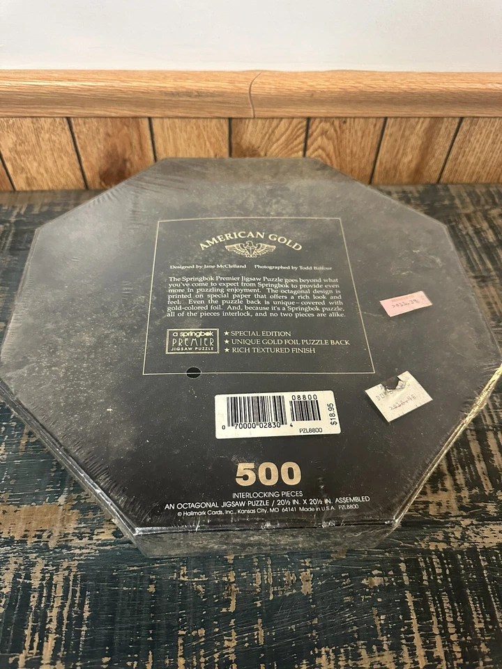 Rompecabezas Springbok de colección octogonal oro americano 500 piezas parte posterior de lámina RARO Foto 2 de 2