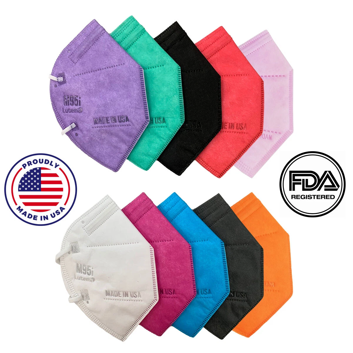 50 Pack! 5 Layer Protection KN95 / M95i Face Mask MADE IN USA Filtration ≥ 99%