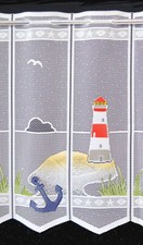 Leuchtturm Badezimmergardine Bistro Scheibengardine 45 cm Höhe Wunschbreite Neu