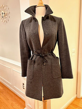 Authentic Dolce & Gabbana Coat Wool Black Dark Gray Mid Length Jacket