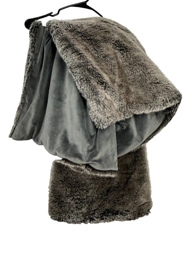 Restoration Hardware Luxe Faux Fur Throw Blanket 48x60 Very Soft Brown Gray Rck