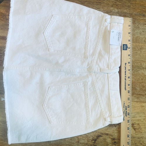 Mango MNG High Waist Denim Mini Skirt White Hailey Raw Hem Size S NWT Summer - Picture 7 of 10
