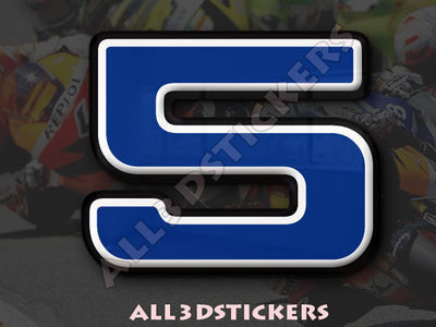 3D Stickers Resin Domed NUMBER 5 FIVE - Color Blue - 75 mm(3 inches ...