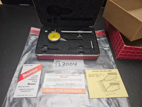 STARRETT #708MACZ DIAL TEST INDICATOR W/ATTACHMENTS, DOVE TAIL MOUNT, YELLOW