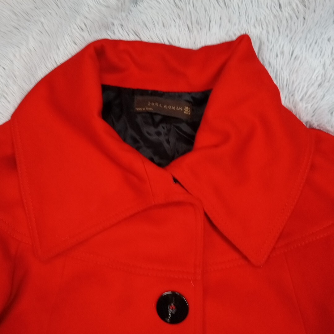 Zara Jacket Womens S Red Wool Pockets Cottagecore Warm Cozy