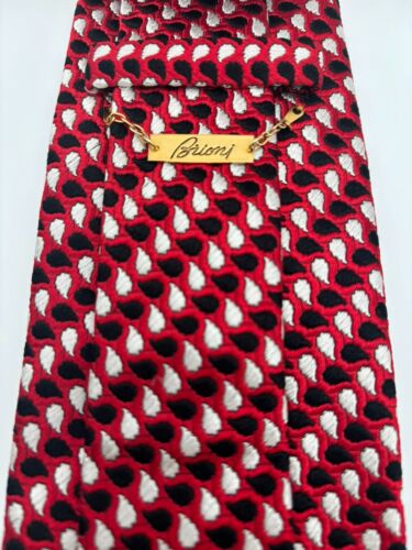 Brioni Mens Silk Neck Tie Red Paisley 58L 3.75W Made in Italy - Picture 3 of 6