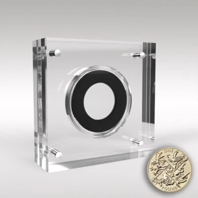 £1 Round Pound 22.5mm Royal Mint Coin Acrylic Coin Display Case Holder