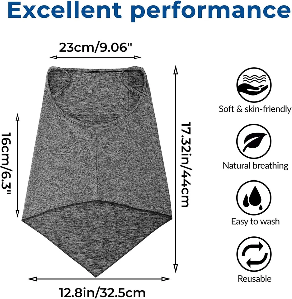 Máscara facial polaina cuello pasamontañas verano fresco pañuelos bucles oreja cara bufanda cubierta Foto 4 de 4