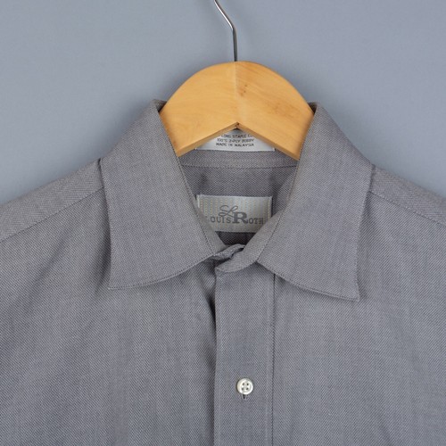 Louis Roth Mens Shirt Adult 14.5 32/33 Gray 100% Long Staple Cotton Button Up - Picture 2 of 6