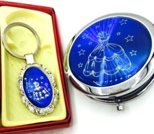 24pcs Quinceanera Favors 12 KeyChains 12 Compact Mirrors Sweet Sixteen Favors