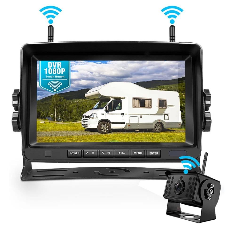 1080P Wireless RV Backup Camera Side View 7" DVR Split Monitor for Truck Trailer - Image 4 of 4