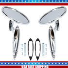 Round Bowtie Outside Rearview Mirrors Ribbed Base For Chevy Chevelle Impala Nova