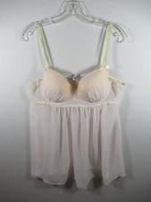 Linea Donatella Chiffon Babydoll Chemise Women XL Pink Underwire