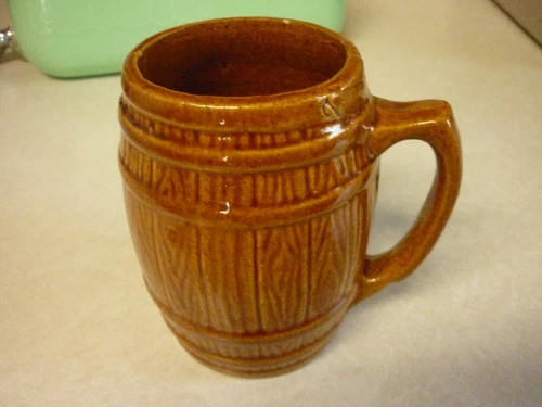 Vintage Large Brown McCOY Barrel Stoneware Beer Stein Mug Cup 397 GREAT COND NR