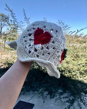 handmade trending strawberry heart crochet hat