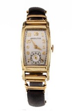 Hamilton 14k Gold Tonneau Hand-Winding w/ Allan Adler Modernist 10k Gold Band