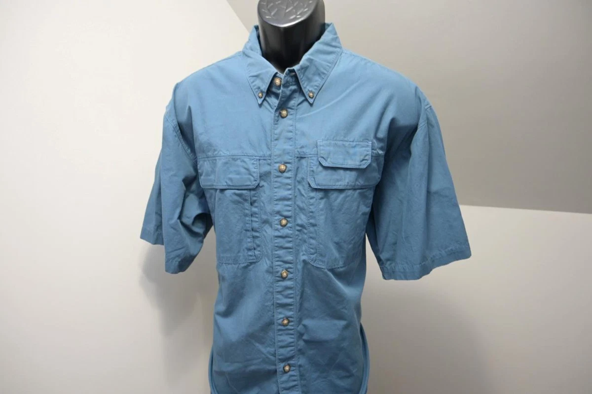VTG North Face Camp Shirt Blue Vented Hiking Pocket Button Up Mens Sz Large