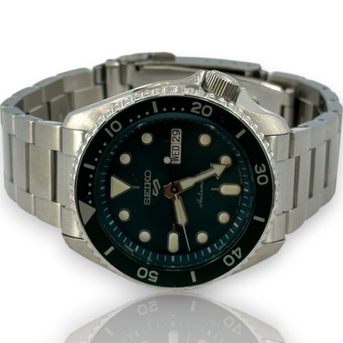 Seiko 5 Sports Geen Teal Dial SRPD61 Steel Black Dial 43mm Watch - Picture 2 of 6