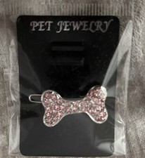 Pink/Silver Rhinestone Dog Bone Sparkling Hair Clip For Dogs. New