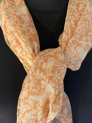 Laura Ashely Women's Women's Pale Orange & White Floral Printed Scarf - Picture 2 of 5
