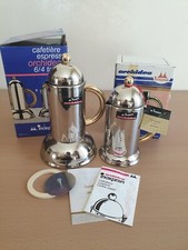 Set Caffettiera Moka Espress Latteria Inoxpran 6 Tazze  Acciaio Inox E 24kt Nuov