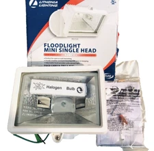 Lithonia Lighting Floodlight Mini Single Head Security Light Halogen White OFLM