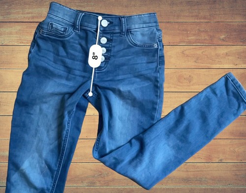 Justice Jeans Girls Size 12 Slim High Rise Denim Jeggings • Dark Wash Snap Fly - Picture 10 of 12
