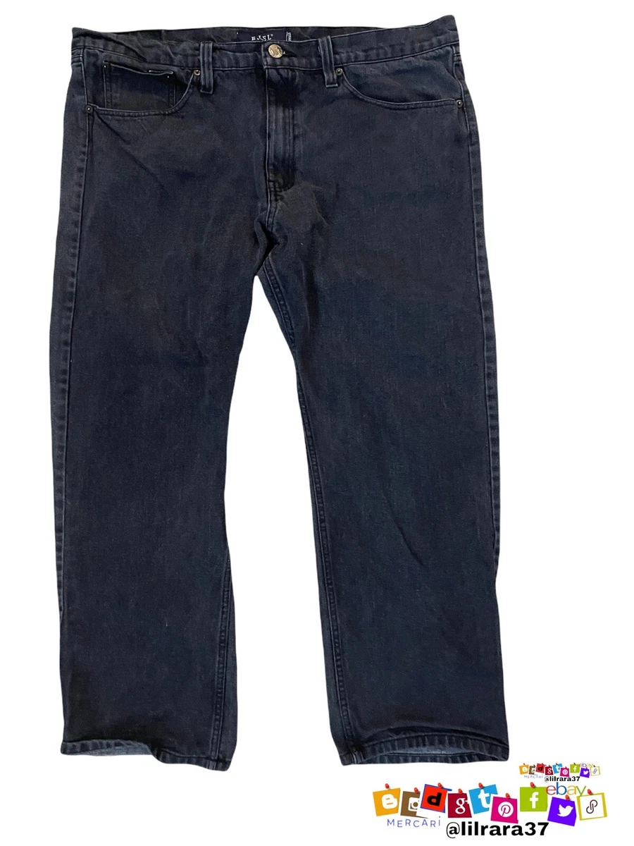 EJEL Men s Denim Straight Jeans 40 X 29 Blk Dark Wash Contrast Zipper Fly