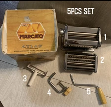 VTG Marcato Atlas 150 Chrome Pasta Maker Machine Hand Crank Made In Italy 5pcs