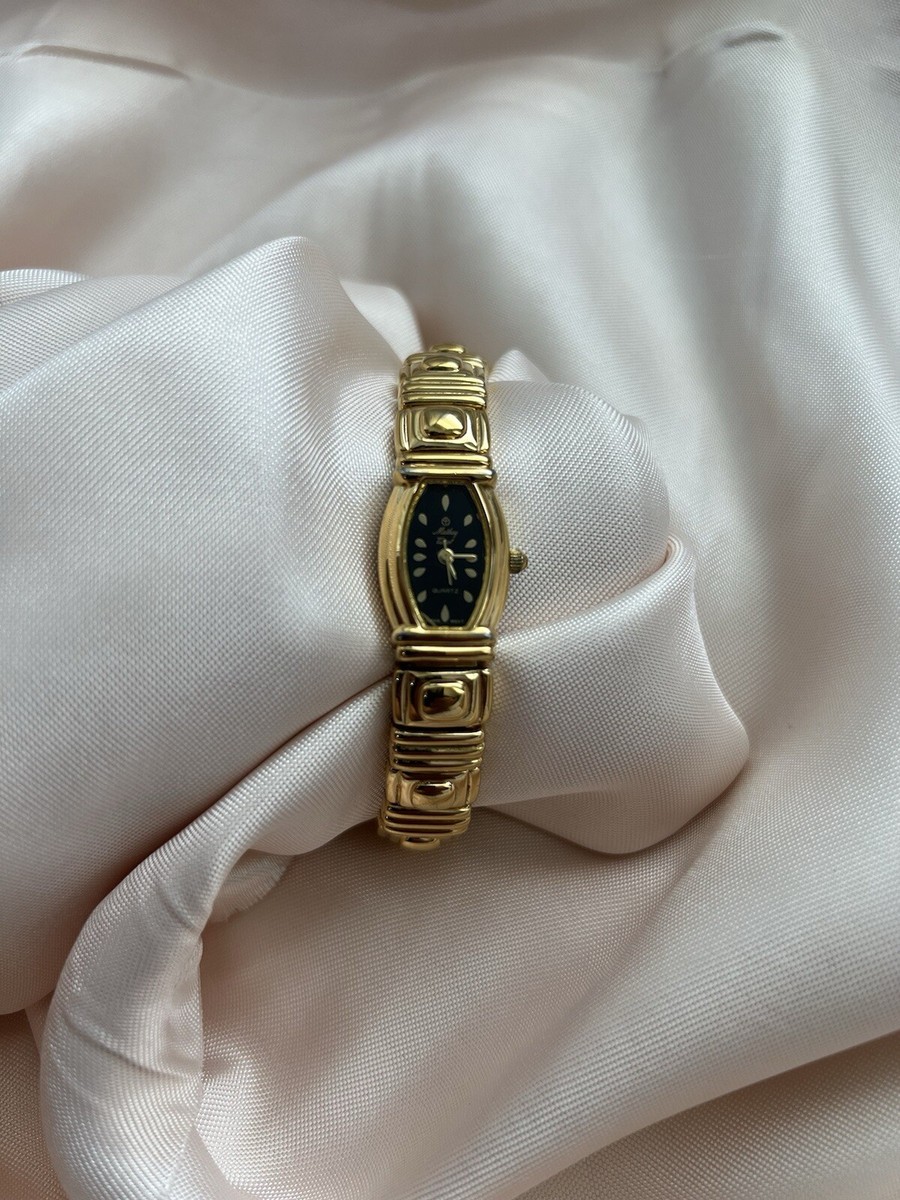 MATHEY TISSOT SWISS WOMEN'S GOLD Big Ben 90 TONE WATCH WITH BLACK