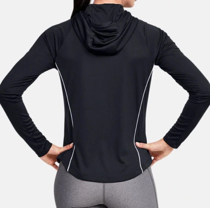 VETEMENTS Under Armour Felpa con Cappuccio Donna Velocity Taglia XS 1355646 Nera NUOVA