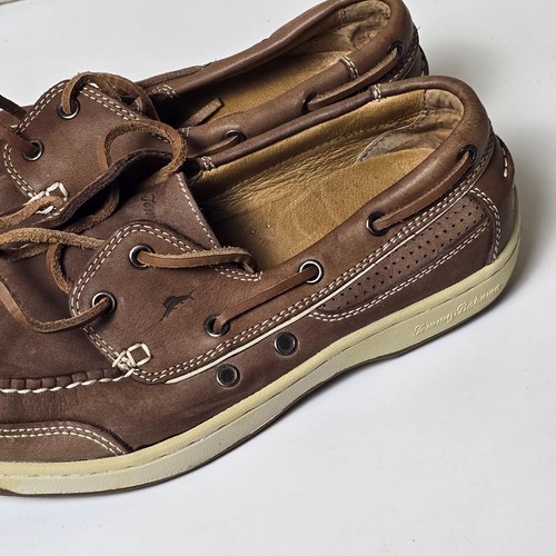 Tommy Bahama Captain Brown Leather Boat Shoes Men’s 8.5 M Moc Toe Casual - Picture 4 of 14