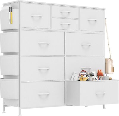 Lulive White Dresser for Bedroom with 10 Drawers, Chest of Drawers  White