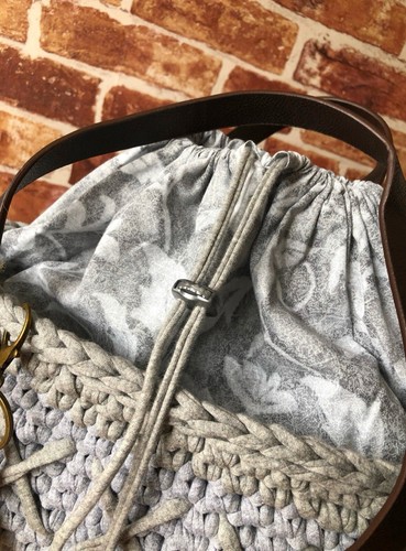 Large Two tone Grey T Shirt Basket with Matching Pull Cord Closing - Picture 3 of 6