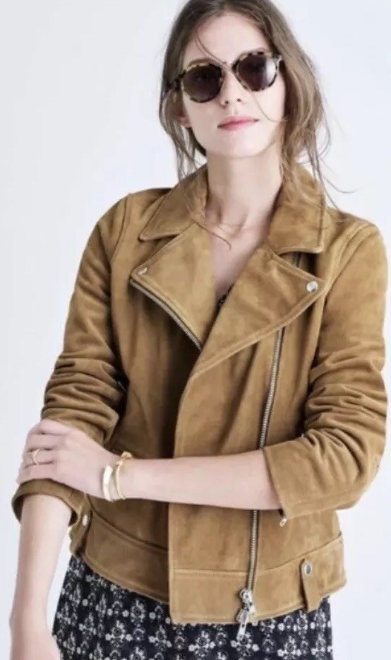 Madewell Moto Suede Jacket Tan Women's Sz Med NWOT | eBay