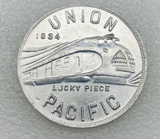 RAILROAD ~ UNION PACIFIC ~ 1934 CHICAGO'S WORLD'S FAIR TOKEN SAMPLE OF PULLMAN
