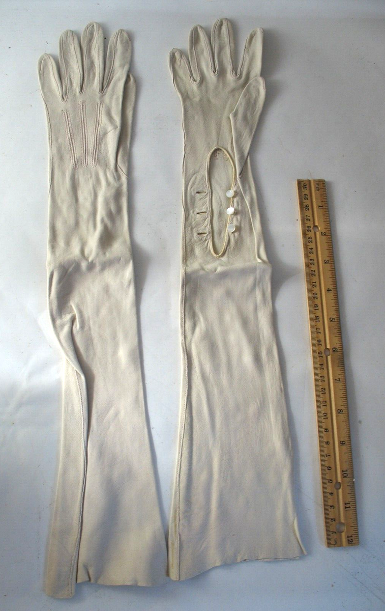 手袋 Opera Beige Patent Leather Gloves VTG LADIES Tan Beige LEATHER 19