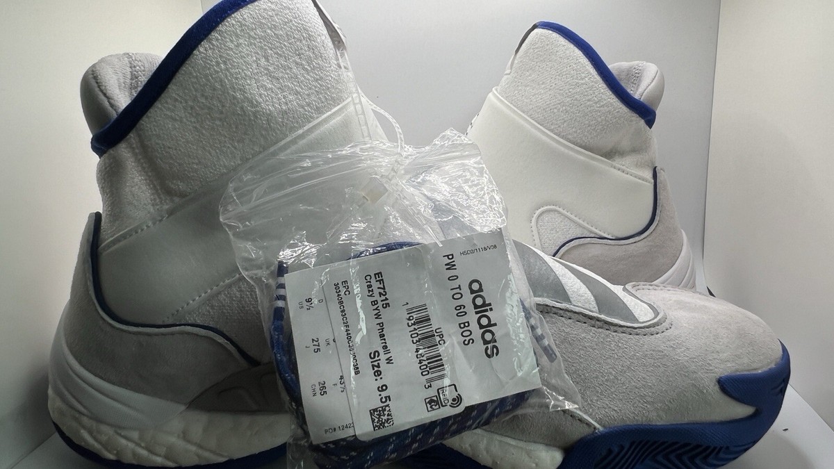 Adidas X Pharrell Williams PW 0-60 BOS Men's 9.5 White/Blue Hu